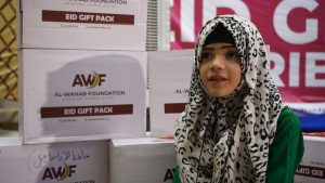 Mehwish All in Smiles As She Receives Eid Gift Pack from AWF